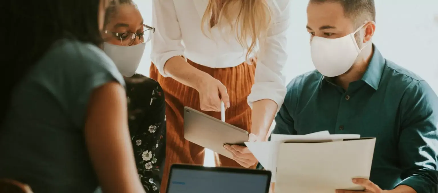 Team collaborating in an office